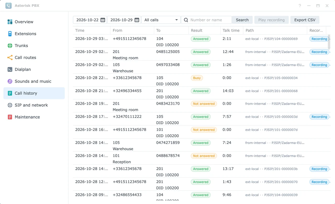 Asterisk PBX — capture d’écran 3