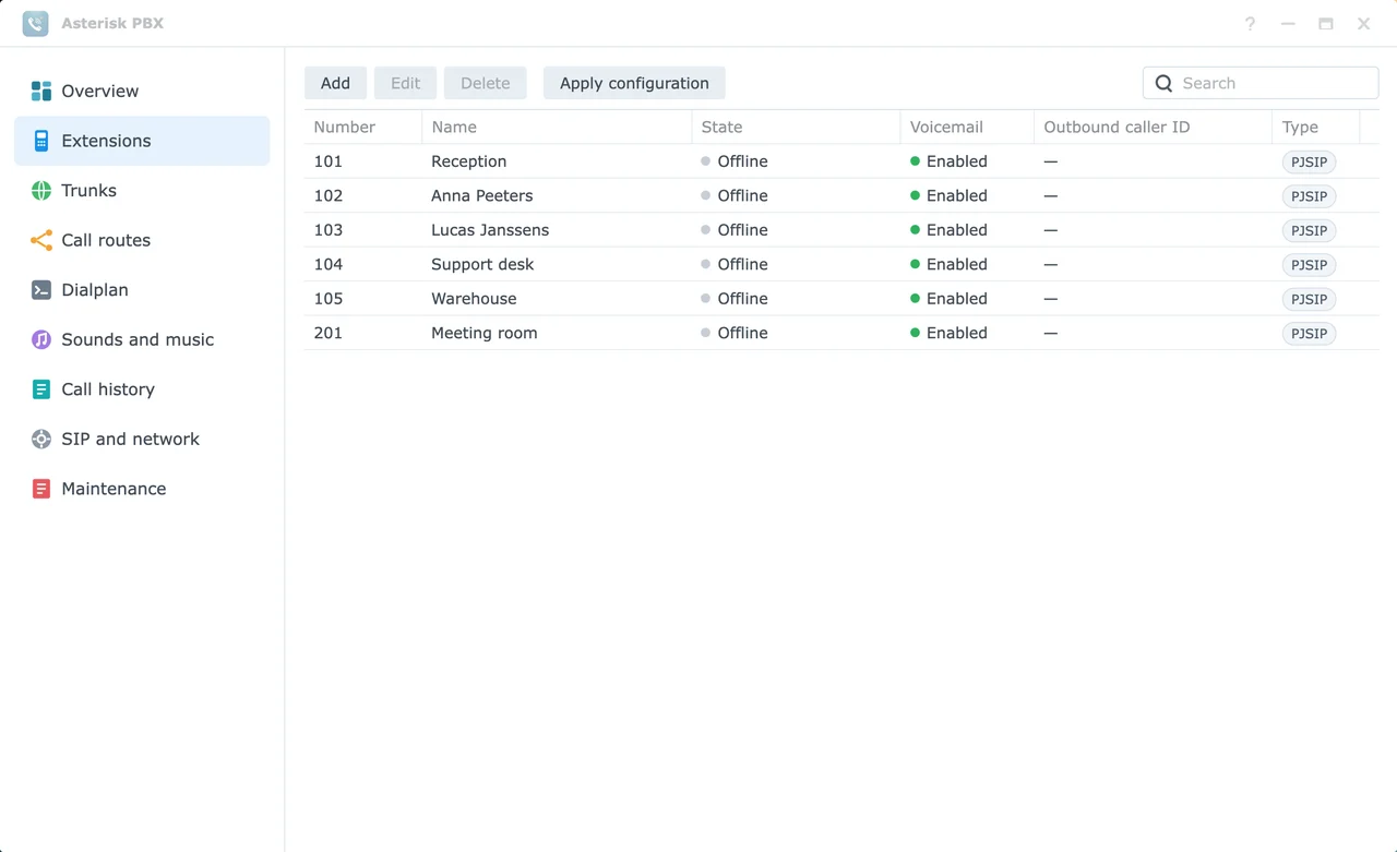 Asterisk PBX — capture d’écran 2