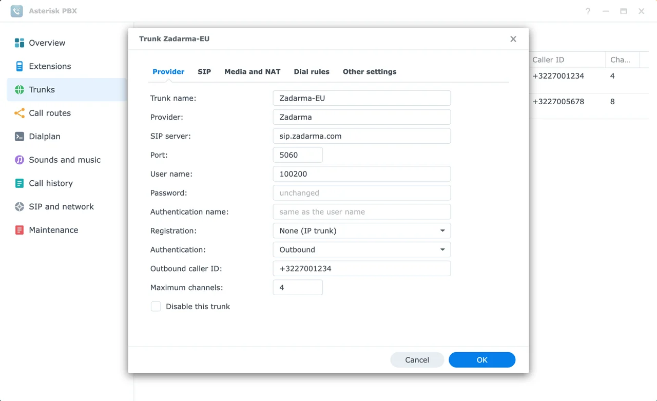 Asterisk PBX — capture d’écran 5