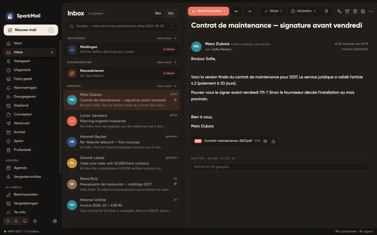 SparkMail — schermafbeelding 2